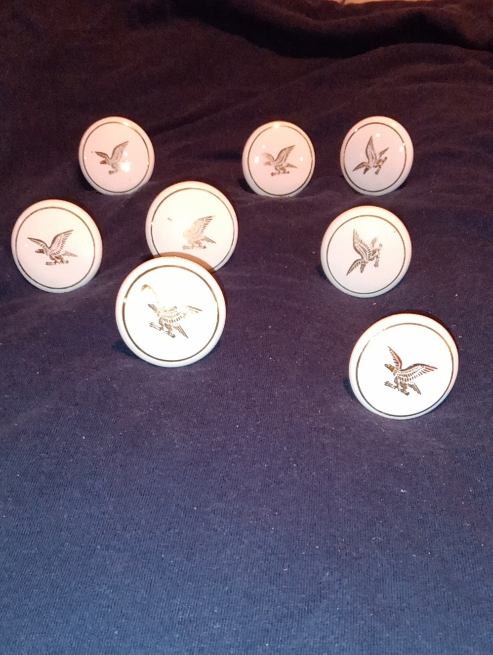 White Ceramic Eagle Drawer Knobs - Set of 8